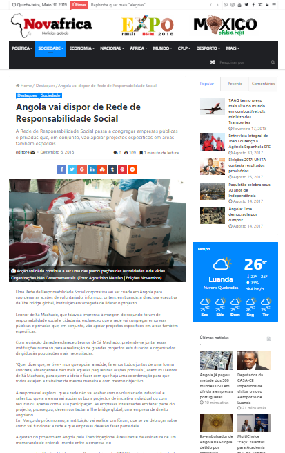 Angola vai dispor de Rede de Responsabilidade Social