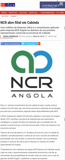 NCR Abre Filial em Cabinda