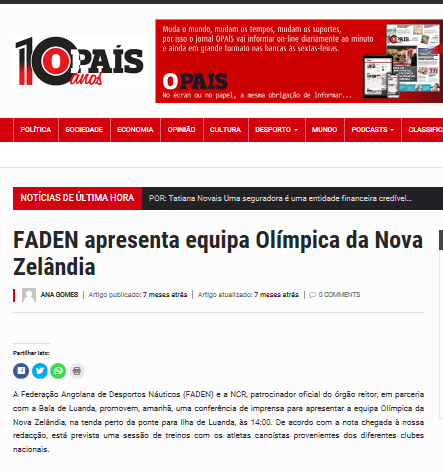 FADEN Apresenta Equipa Olímpica da Nova Zelândia