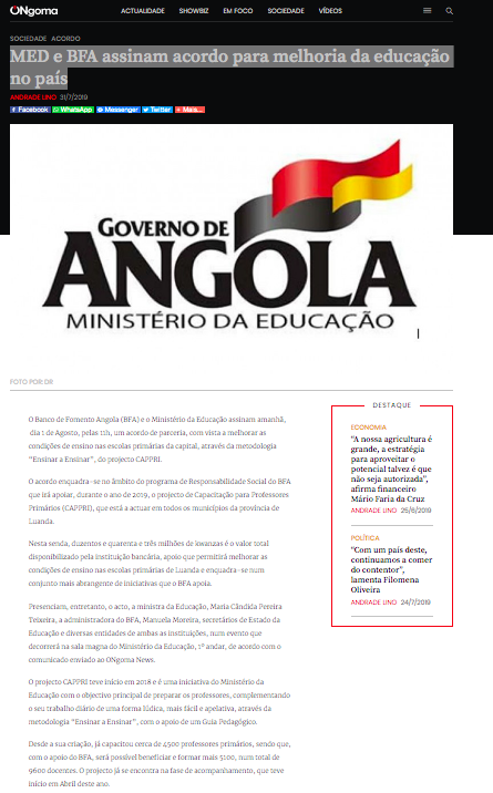 MED e BFA Assinam Acordo Para Melhoria da Educação no País - Ongoma