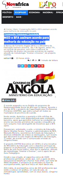 MED e BFA Assinam Acordo Para Melhoria da Educação no País - Nova Africa