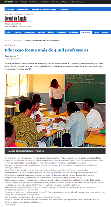 Educação Forma Mais de 4 Mil Professores - Jornal de Angola