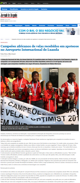 Campeões Africanos de Velas Recebidos em Apoteose no Aeroporto Internacional de Luanda - Jornal de Angola