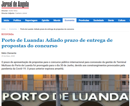 Porto de Luanda: Adiado Prazo de Eentrega de Propostas do Concurso - Jornal de Angola