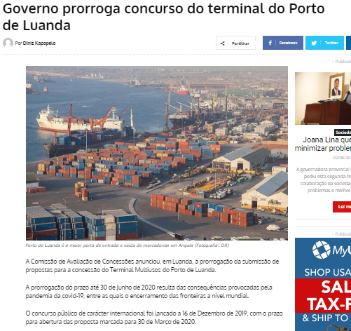 Governo Prorroga Concurso do Terminal do Porto de Luanda - Portal de Angola